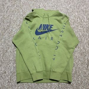 Men’s brand new Nike just do it logo hoodie men’s size Large blue on green.